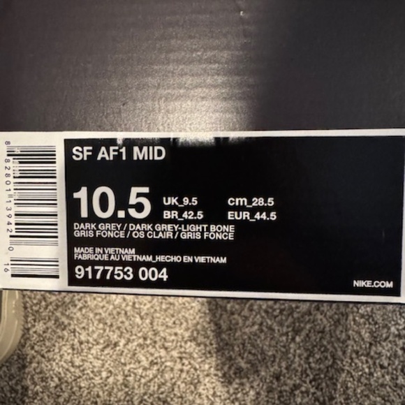 Nike SF AF1 Mid (Dark Grey) - Size 10.5 - Picture 3 of 3